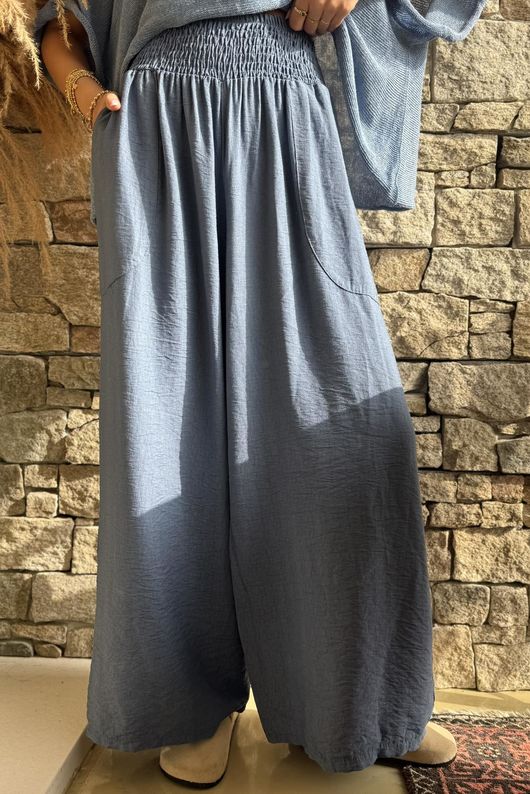 Basso Shirring Wide Leg Pant Airforce